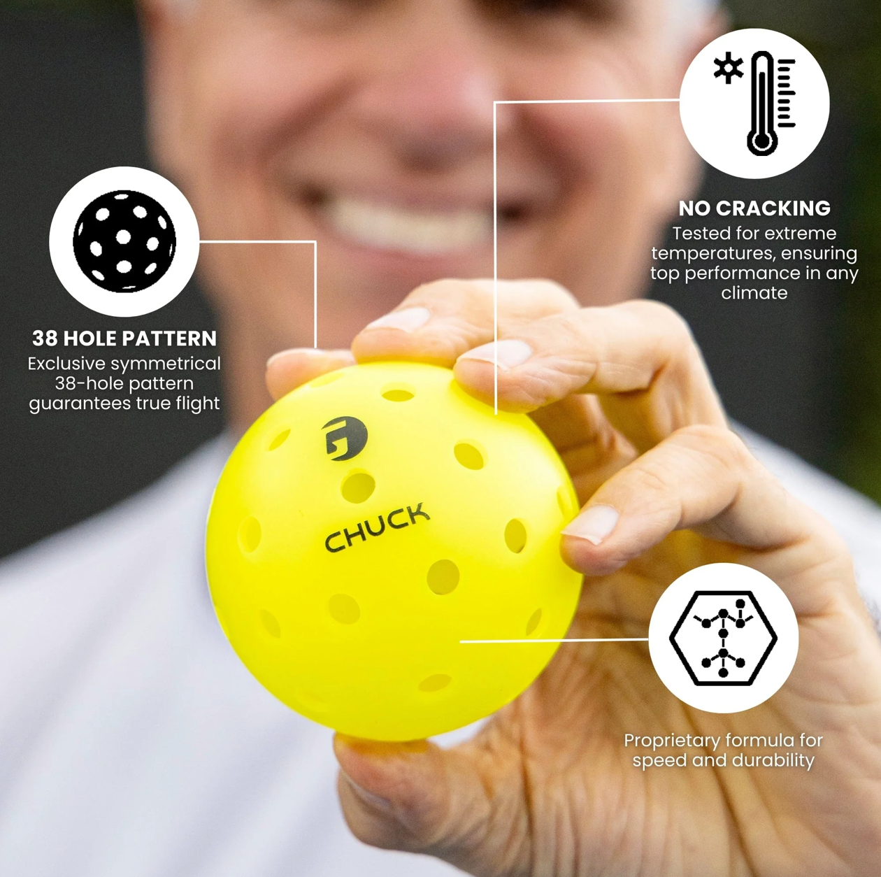GAMMA Chuck Outdoor Pickleballs (6 Count)