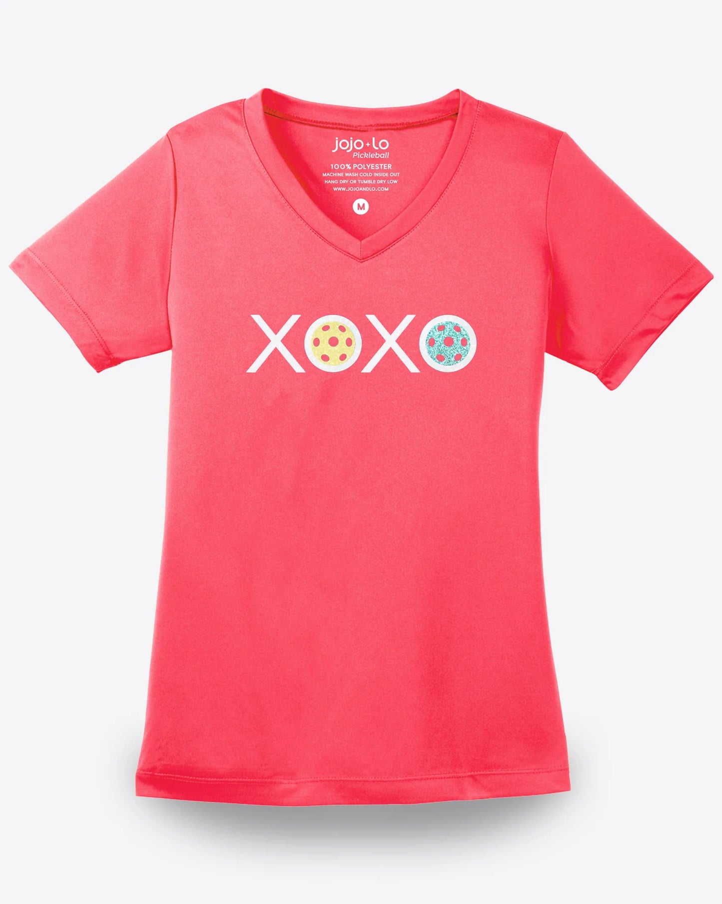 Women's XOXO Glitter Flake Performance V-Neck